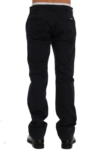  - Sleek Blue Cotton Stretch Pants for Men