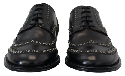  - Elegant Studded Black Derby Shoes