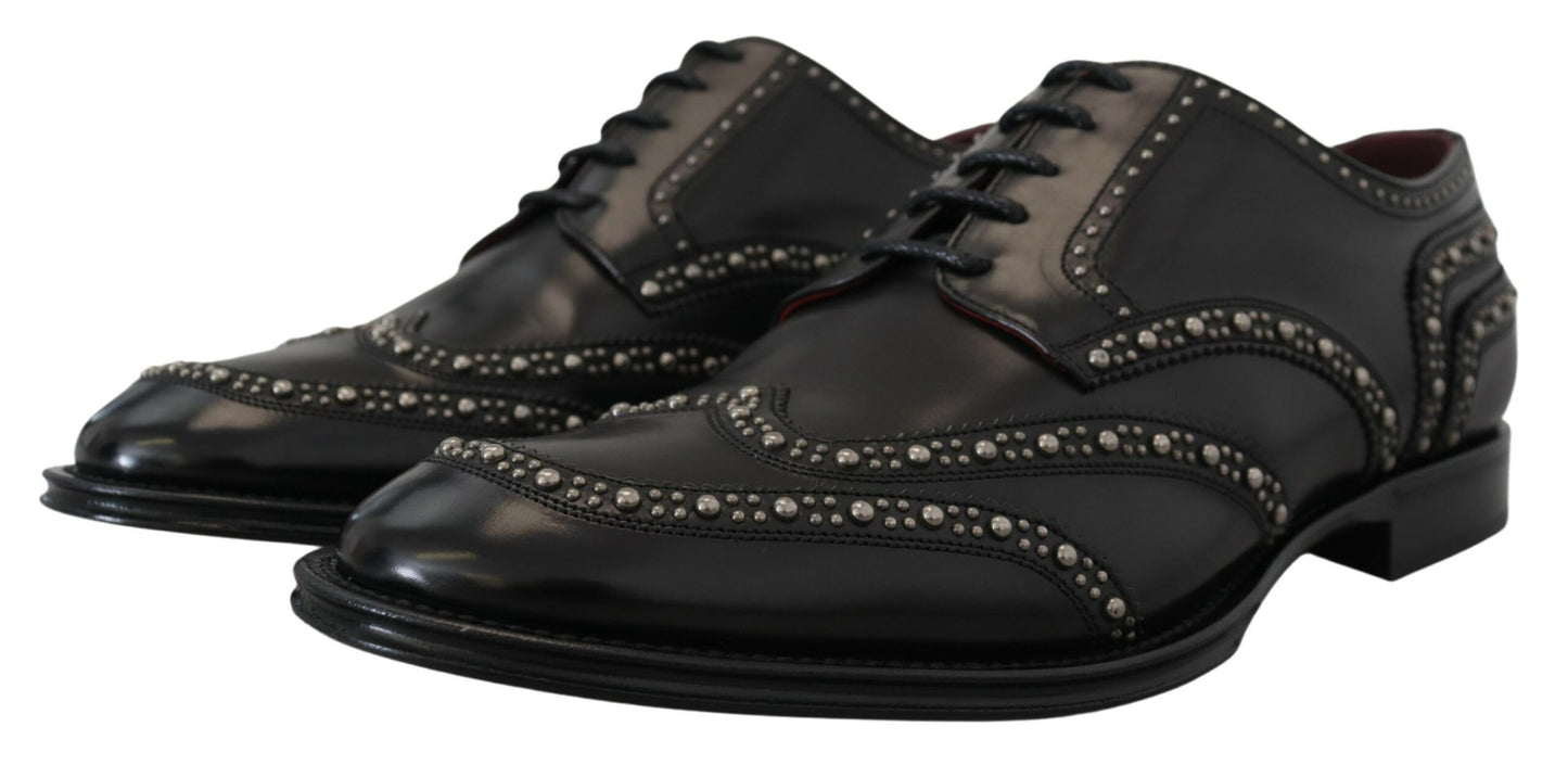  - Elegant Studded Black Derby Shoes