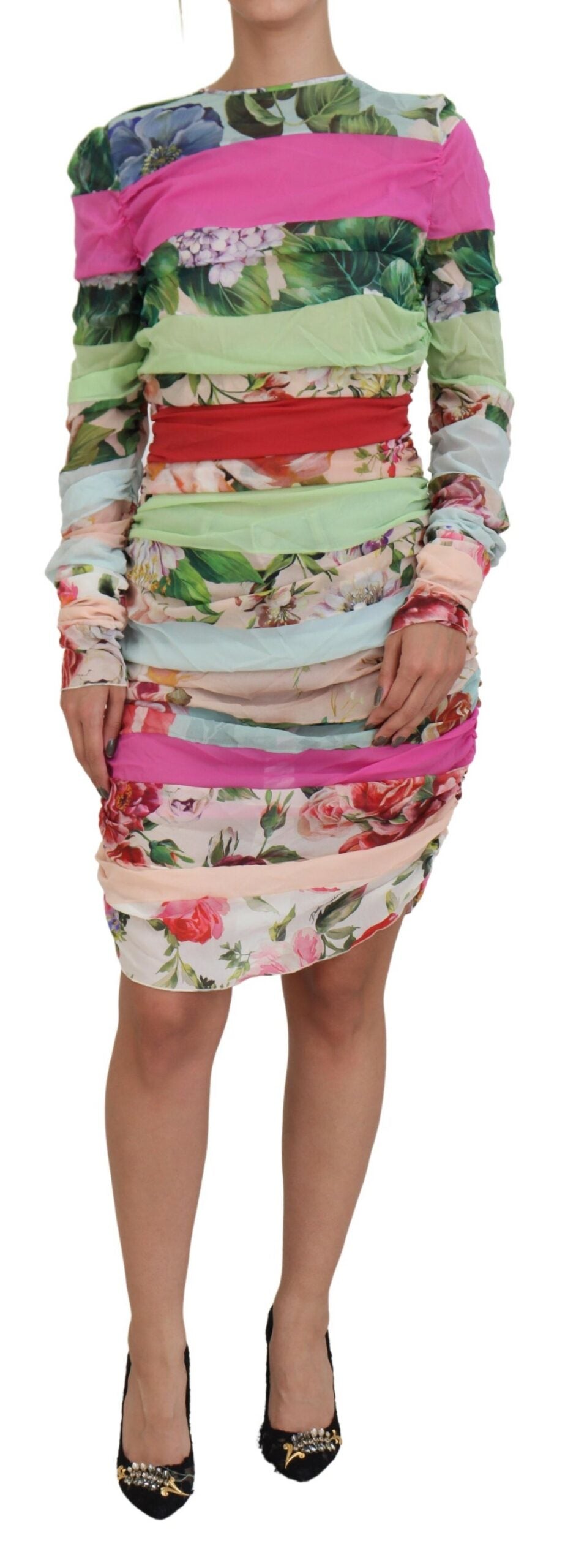  - Floral Sheath Bodycon Silk Dress