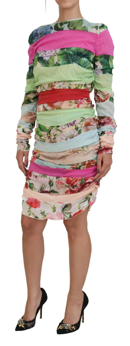  - Floral Sheath Bodycon Silk Dress