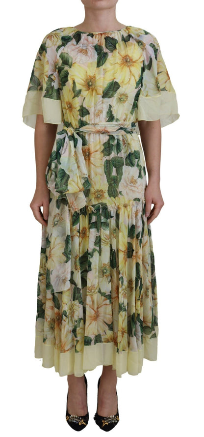  - Elegant Silk Floral Maxi Dress