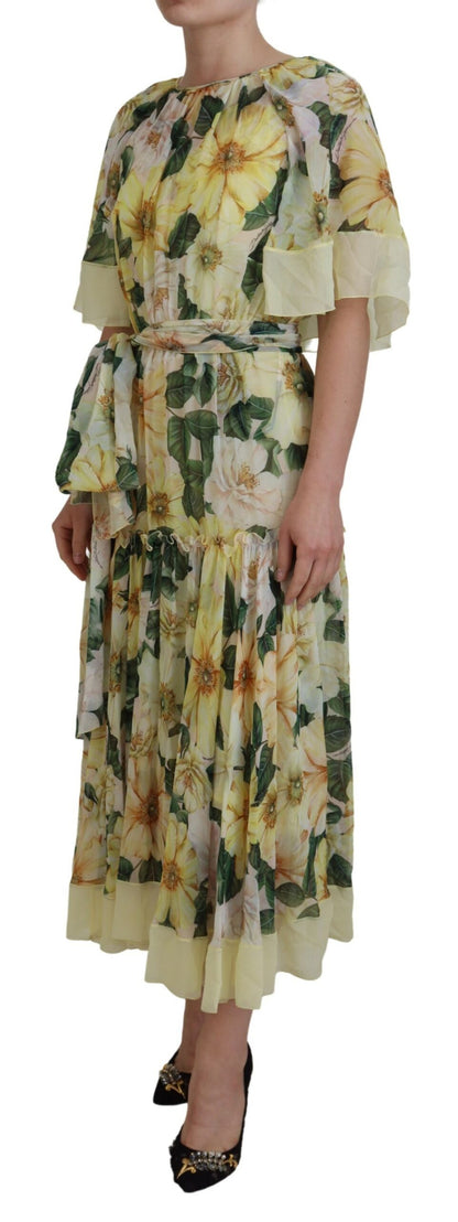  - Elegant Silk Floral Maxi Dress