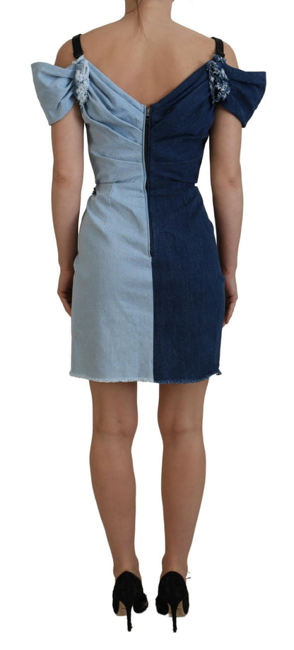  - Chic Two Tone Denim Sheath Dress