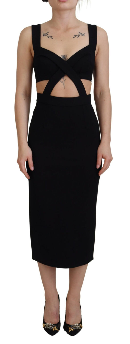  - Elegant Black Midi Sheath Dress