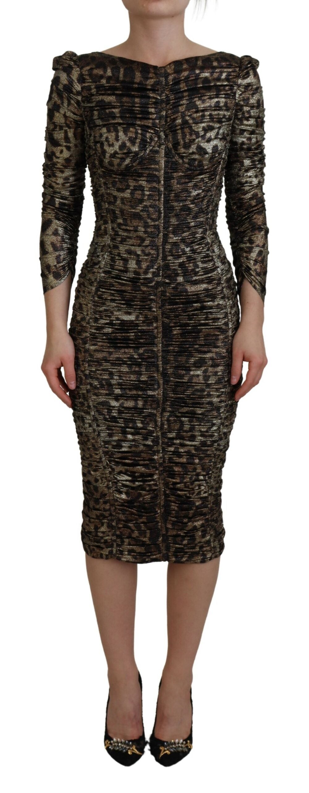  - Elegant Leopard Print Midi Bodycon Dress