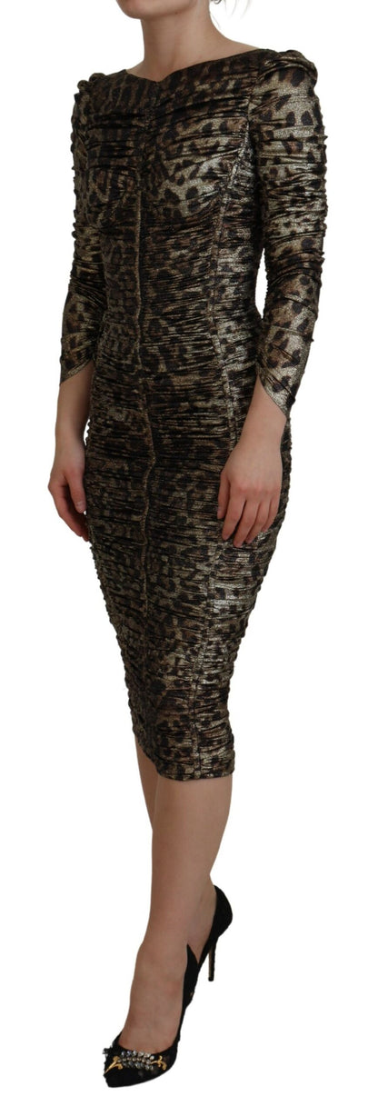  - Elegant Leopard Print Midi Bodycon Dress