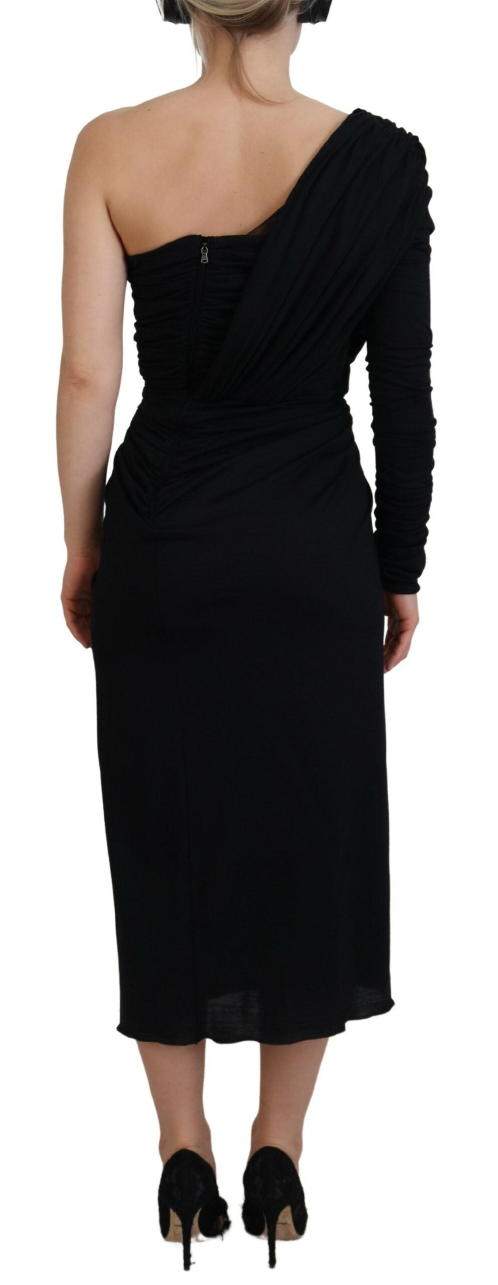  - Elegant One-Shoulder Sheath Midi Dress