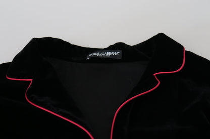  - Elegant Black Silk-Blend Jacket with Waist Belt