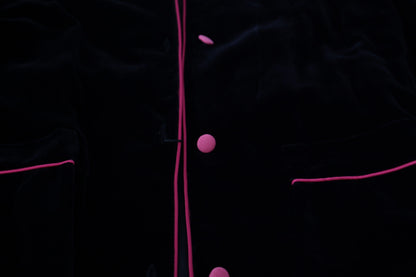  - Elegant Black Silk-Blend Jacket with Waist Belt