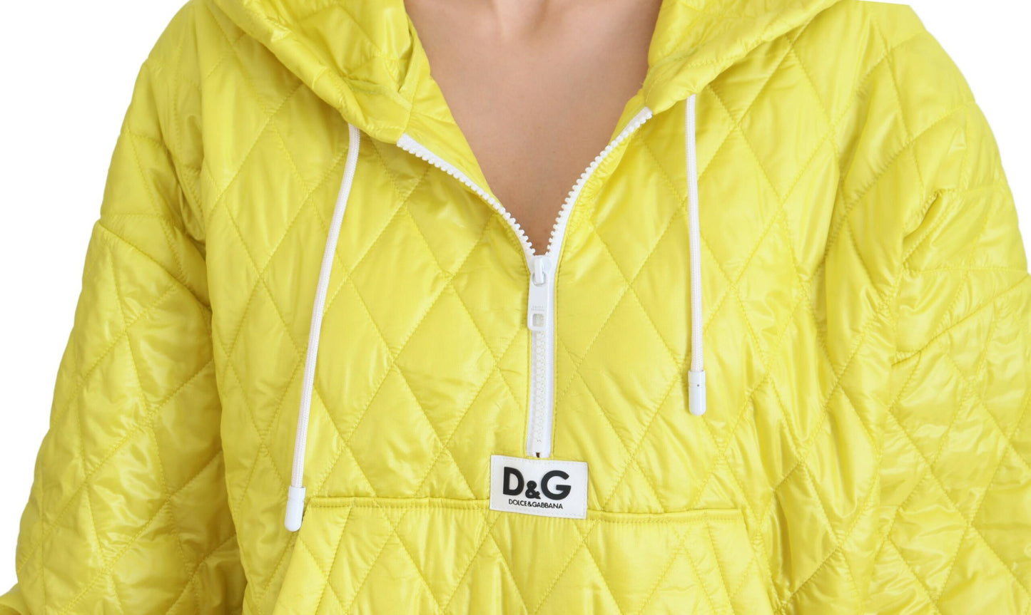  - Elegant Yellow Hooded Jacket