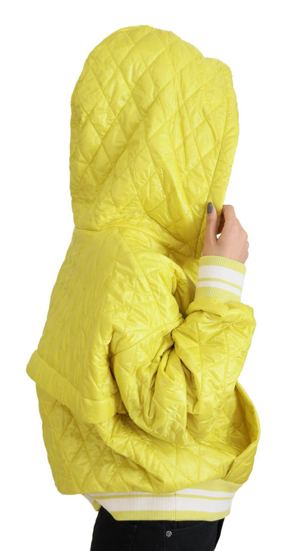  - Elegant Yellow Hooded Jacket