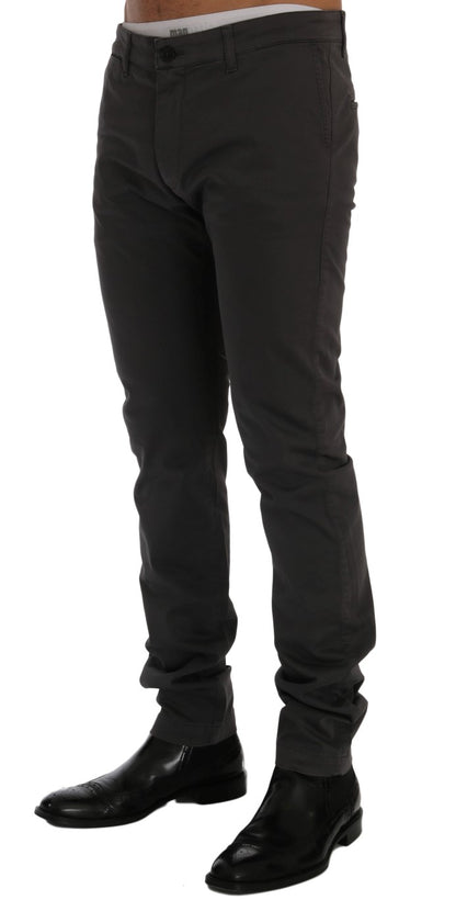  - Elegant Slim-Fit Gray Cotton Trousers