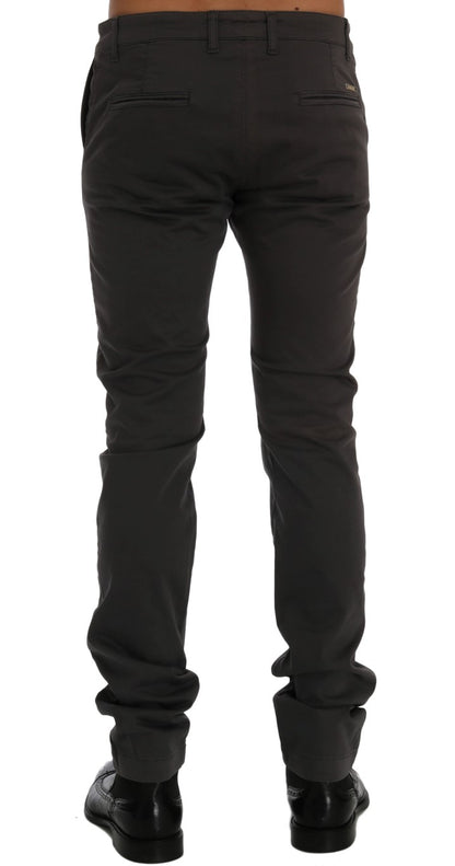  - Elegant Slim-Fit Gray Cotton Trousers