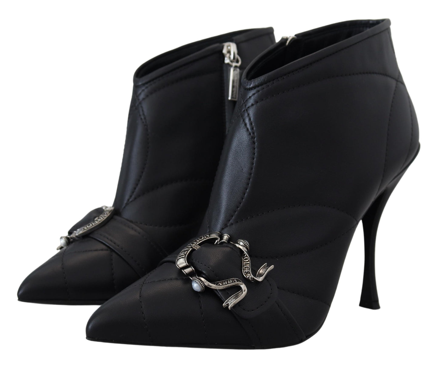  - Elegant Black Quilted Leather Booties