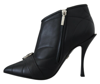  - Elegant Black Quilted Leather Booties