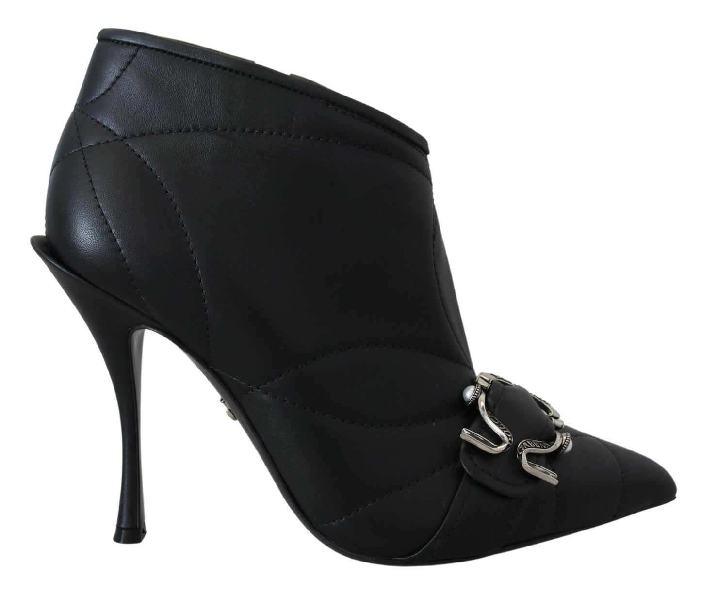  - Elegant Black Quilted Leather Booties