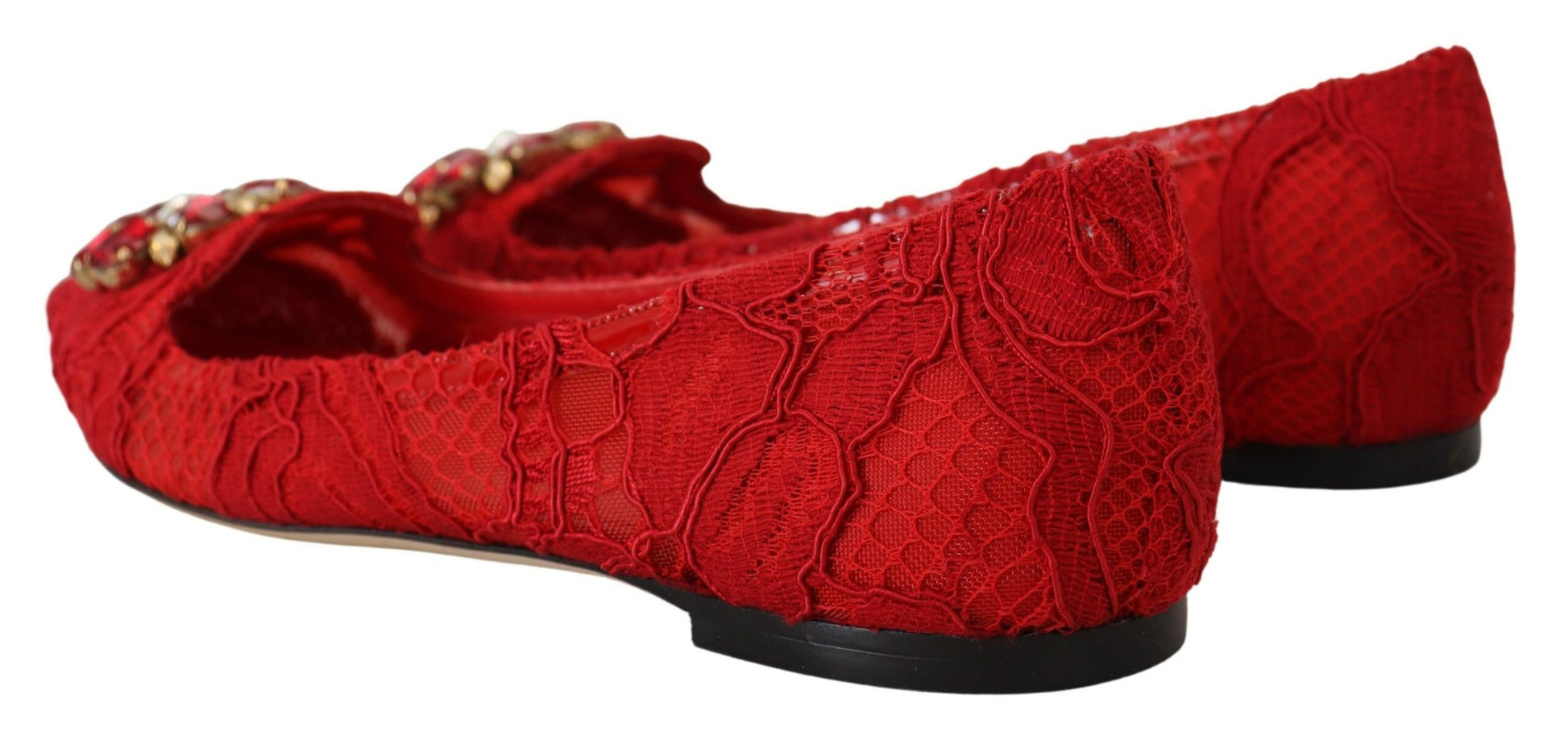 Red Crystal-Embellished Flats