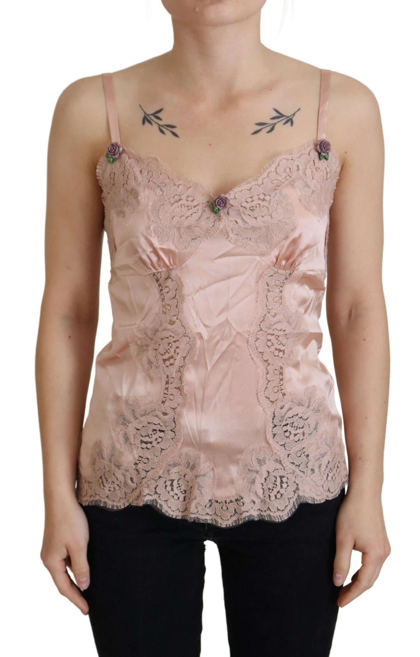  - Elegant Pink Silk Lingerie Top