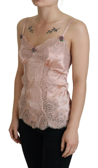  - Elegant Pink Silk Lingerie Top