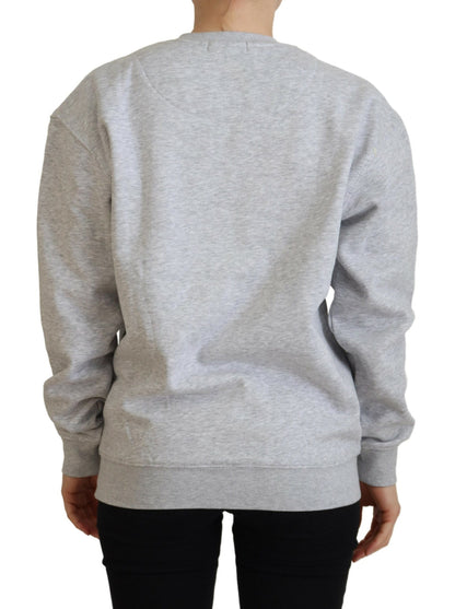  - Elegant Gray Printed Cotton Sweater