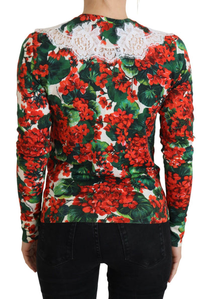  - Elegant Floral Crewneck Cardigan