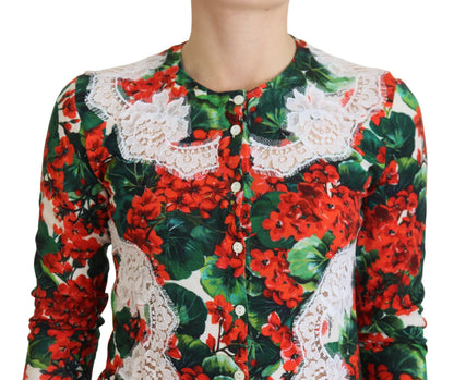  - Elegant Floral Crewneck Cardigan