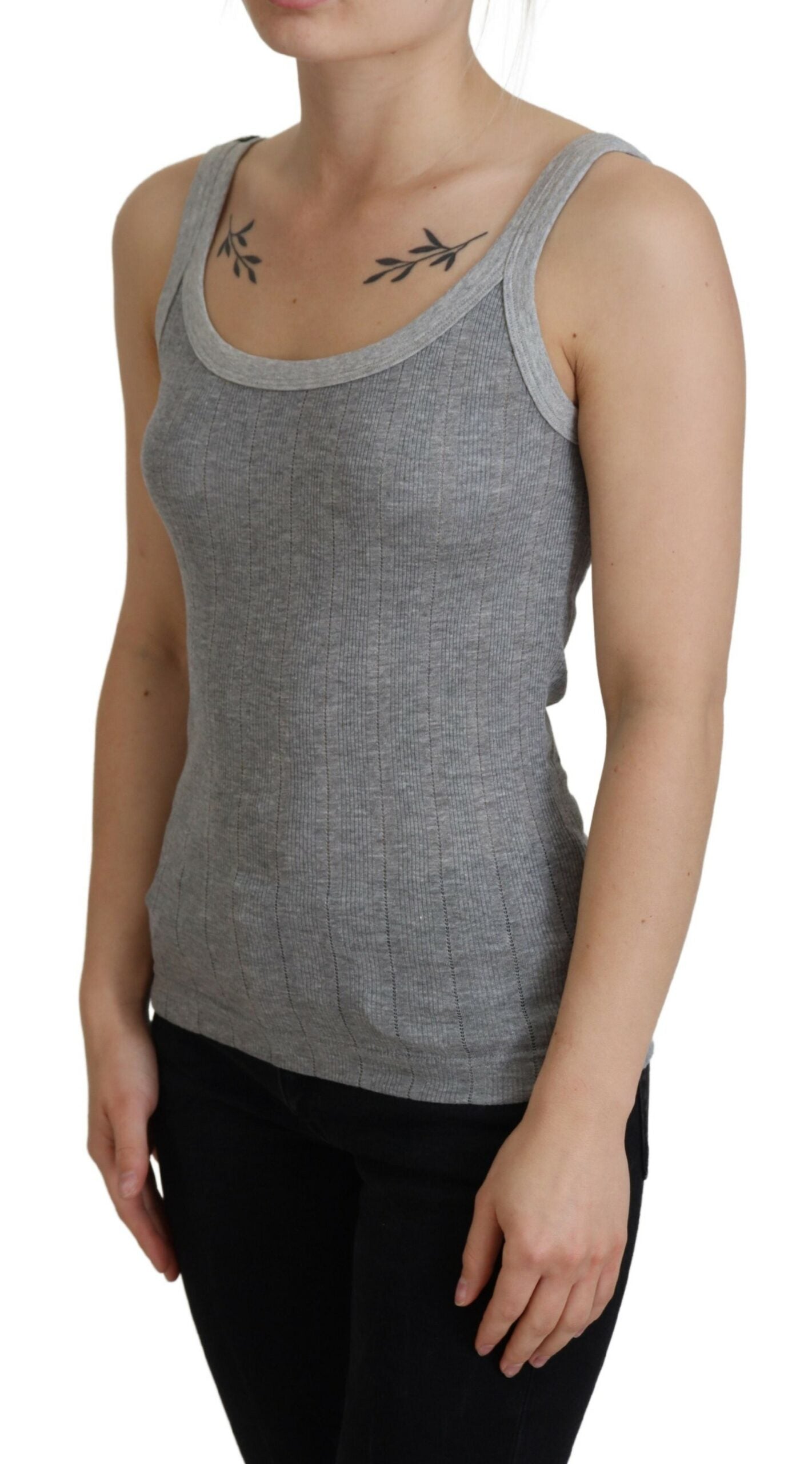  - Chic Gray Sleeveless Modal-Cotton Top