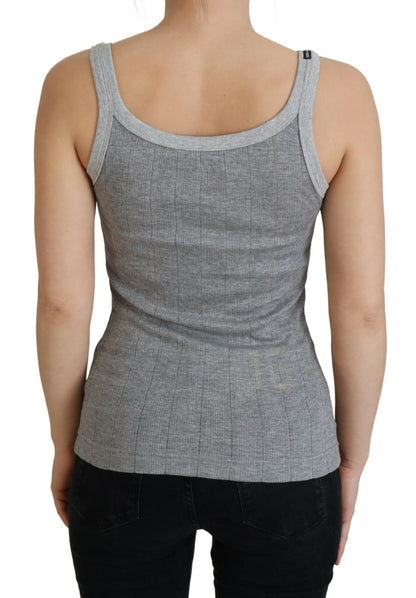  - Chic Gray Sleeveless Modal-Cotton Top