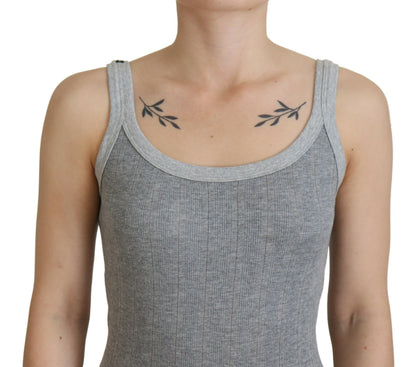  - Chic Gray Sleeveless Modal-Cotton Top