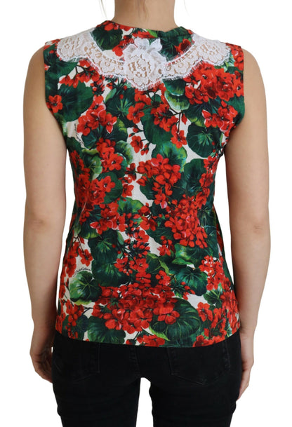  - Chic Floral Print Tank Top Vest