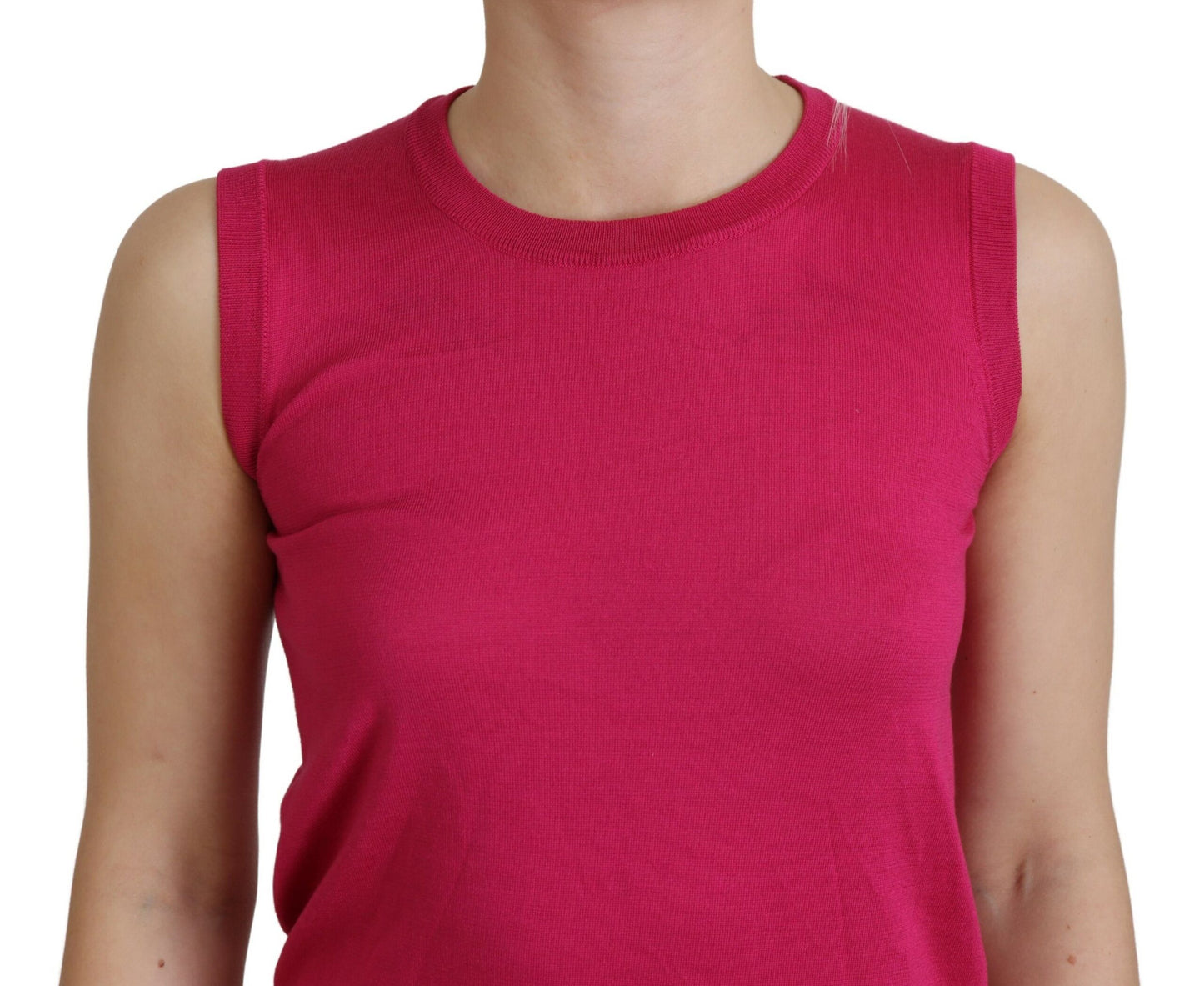  - Chic Pink Silk Sleeveless Tank Top Vest