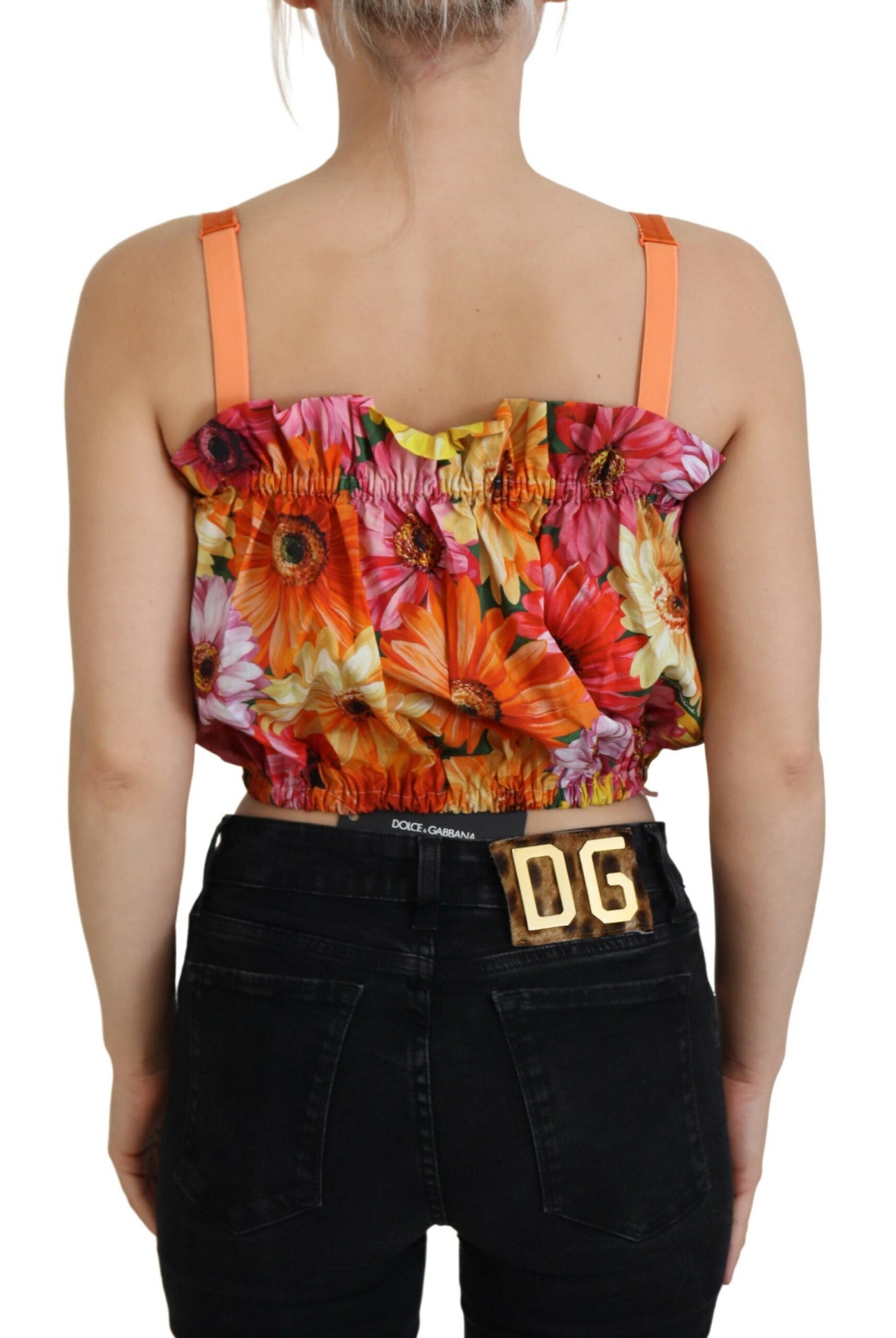  - Floral Elegance Sleeveless Cropped Top