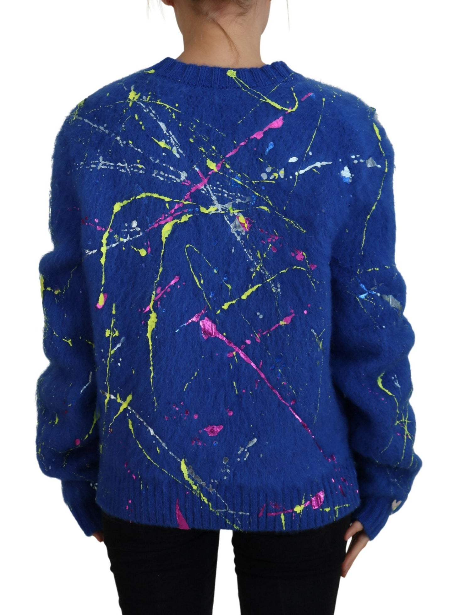  - Elegant Multicolor Splash Mohair Cardigan