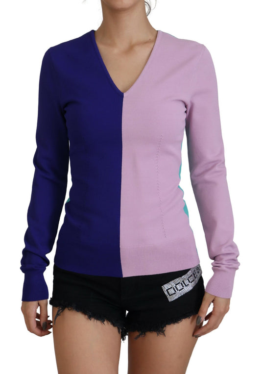  - Chic Multicolor V-Neck Pullover Sweater