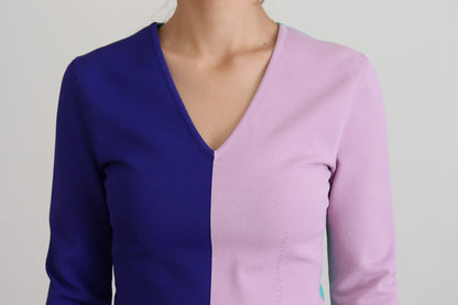  - Chic Multicolor V-Neck Pullover Sweater