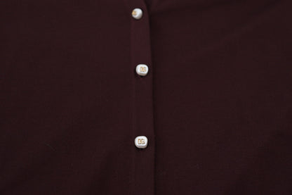  - Chic Maroon V-Neck Wool Cardigan