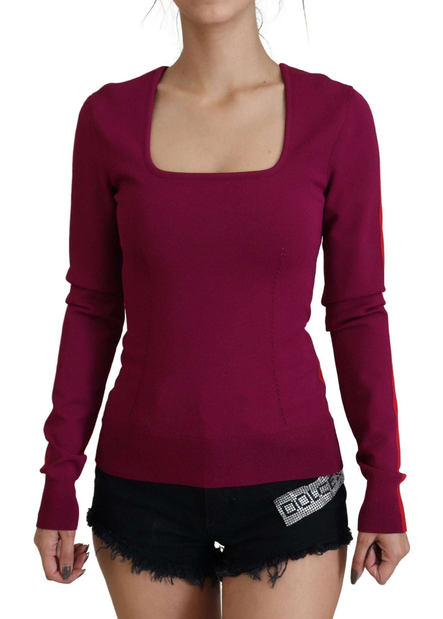  - Multicolor Square Neck Pullover Sweater