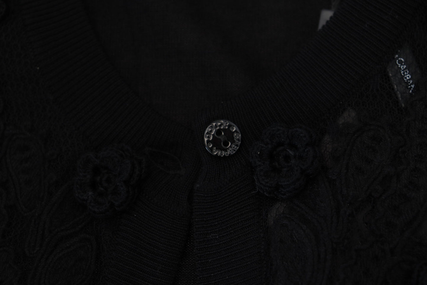  - Elegant Black Floral Lace Cardigan Sweater