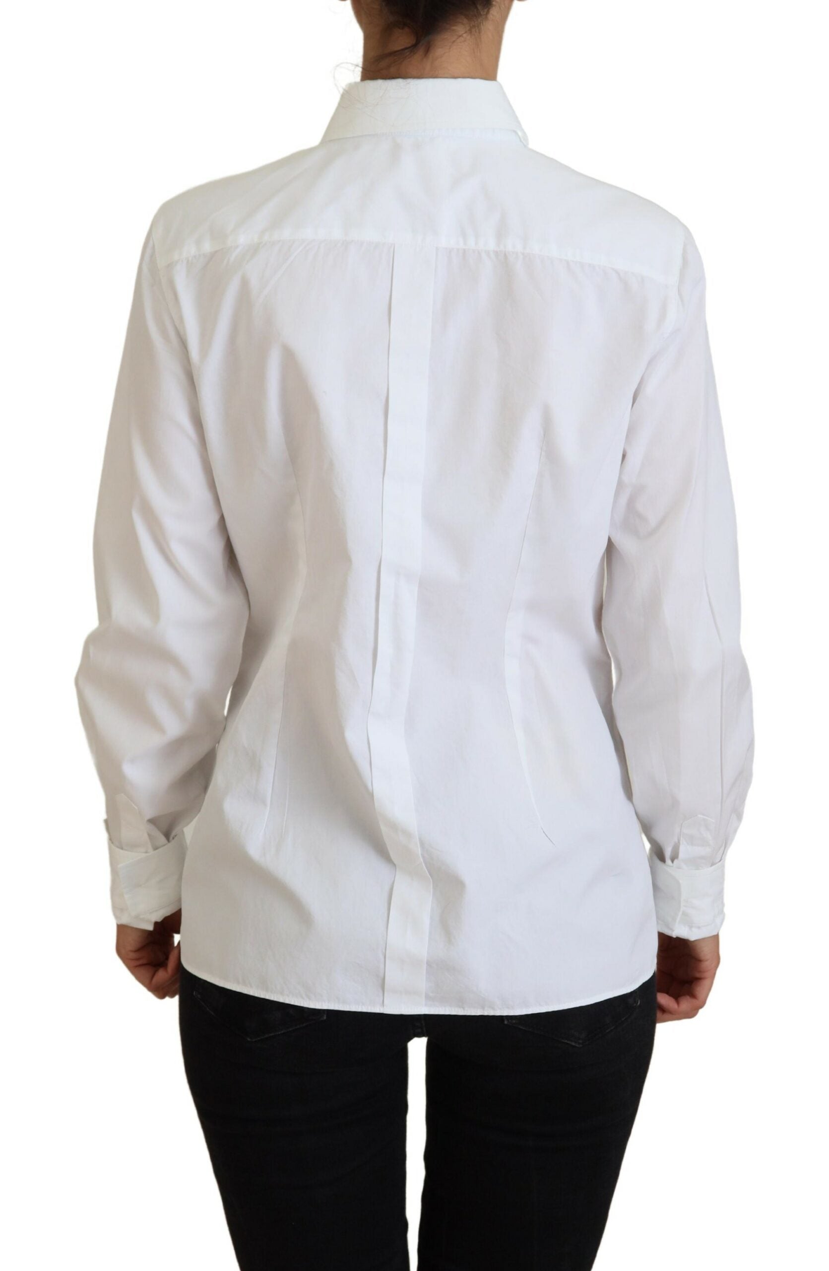 Elegant White Cotton Button-Up Top by Dolce & Gabbana