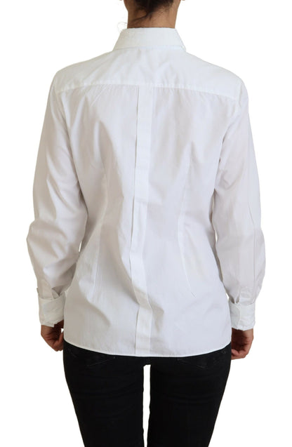  - Elegant White Cotton Button-Up Top