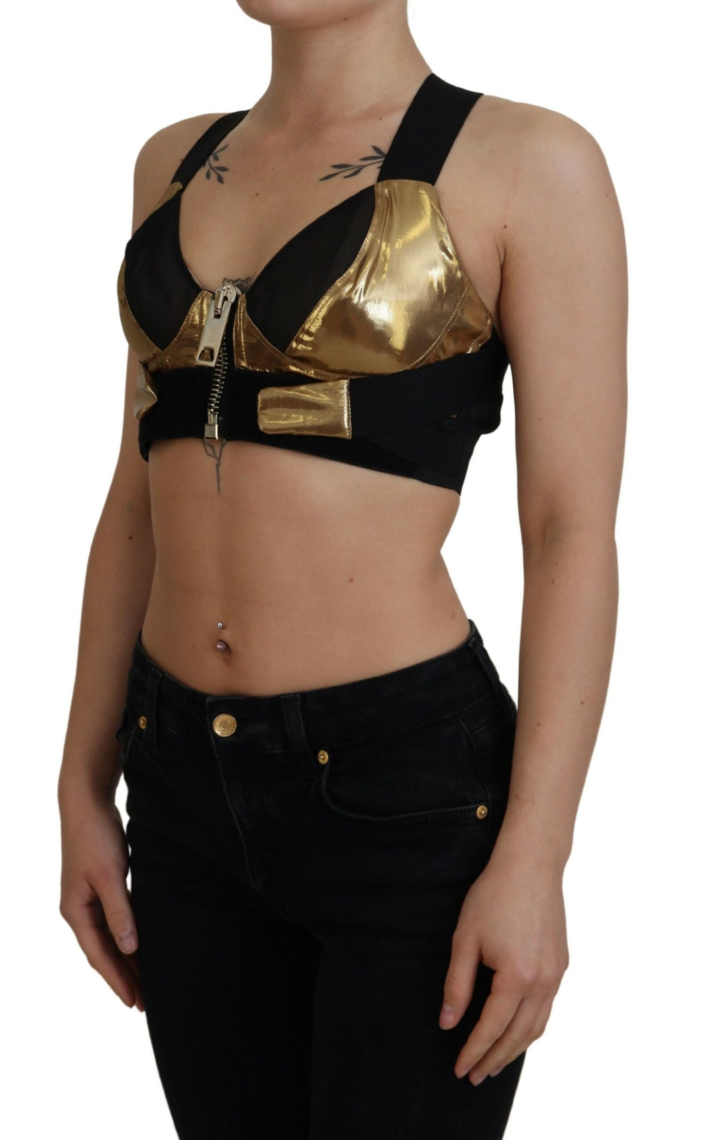  - Elegant Cropped Top with Front Zipper