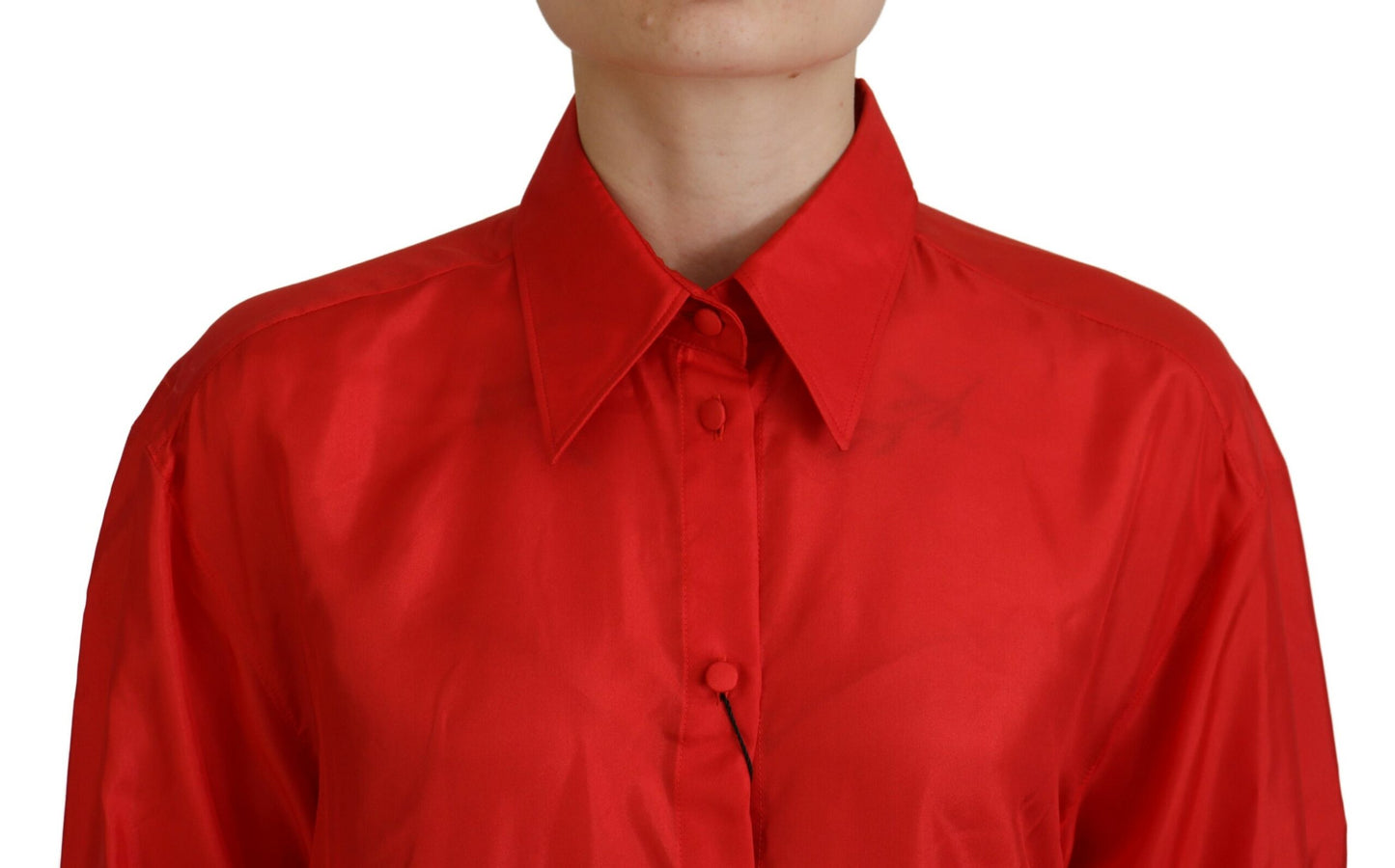  - Elegant Silk Collared Long Sleeve Polo Top