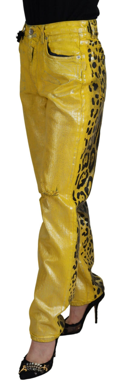  - Chic High Waist Straight Jeans in Vibrant Yellow