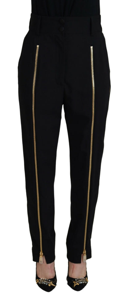  - Elegant High Waist Tapered Wool Pants