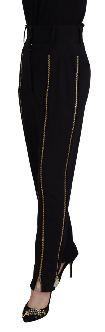  - Elegant High Waist Tapered Wool Pants