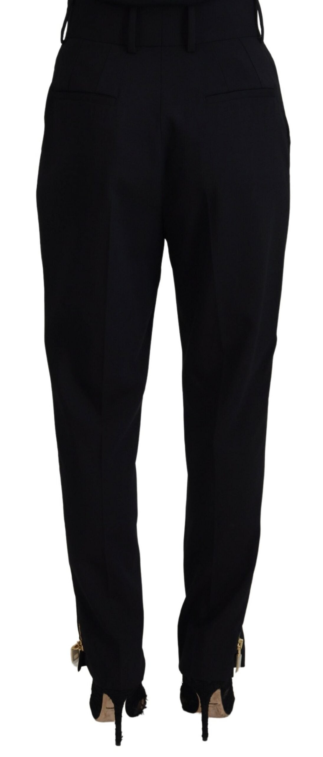  - Elegant High Waist Tapered Wool Pants