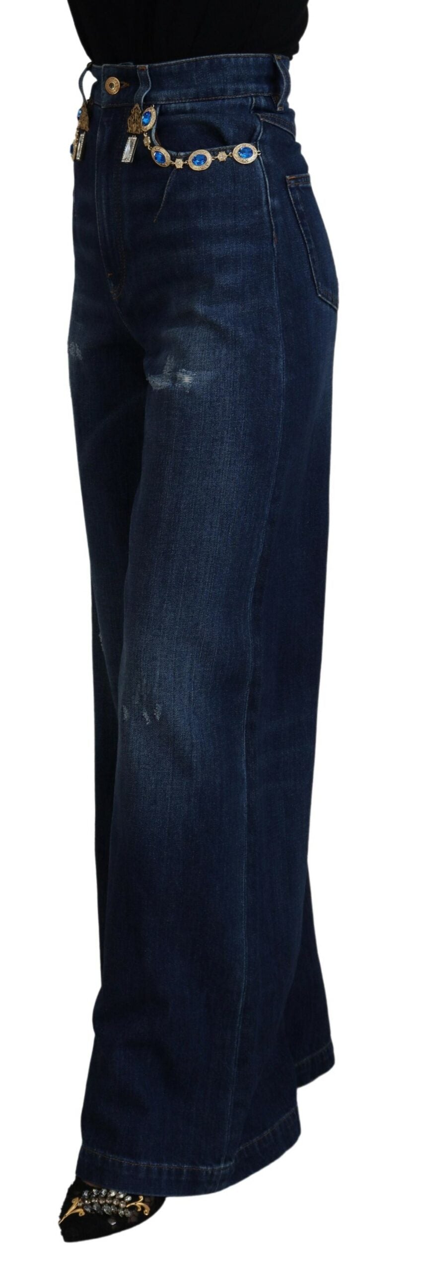  - Embellished Straight Leg Designer Jeans