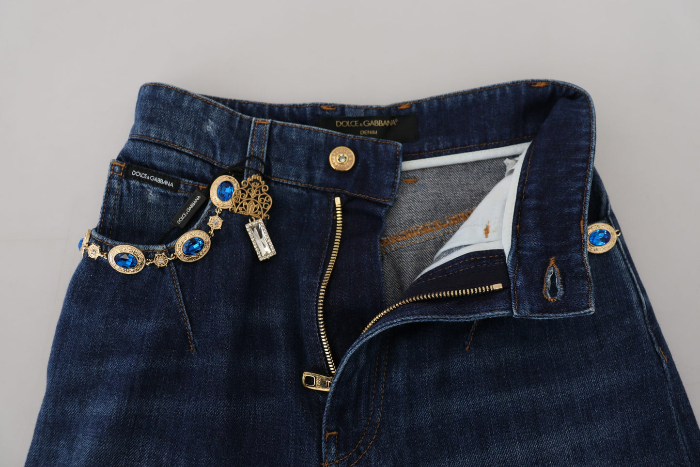  - Embellished Straight Leg Designer Jeans