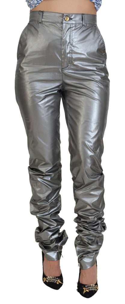  - Elegant High Waist Skinny Pants in Silver